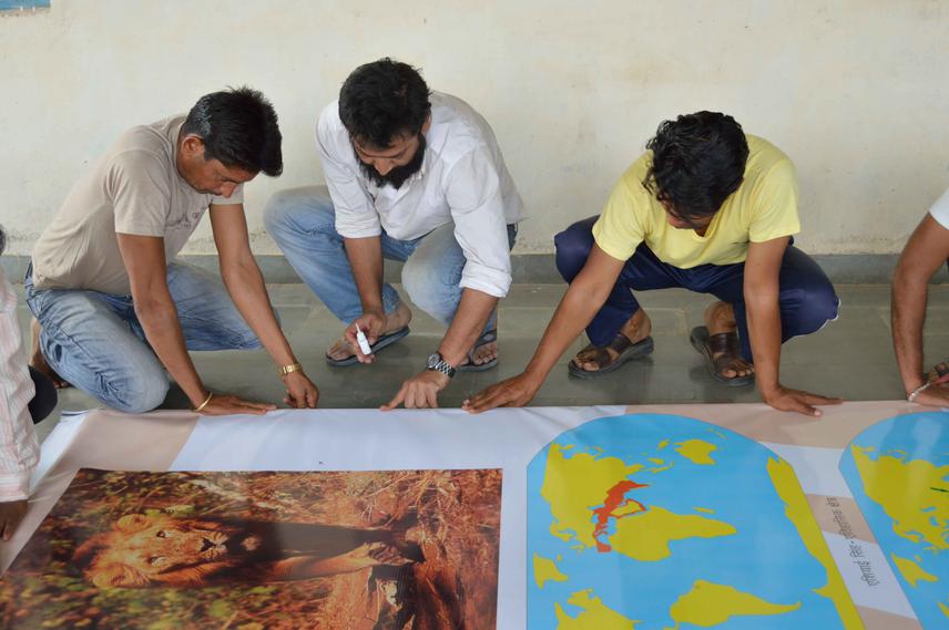 Preparing the posters.