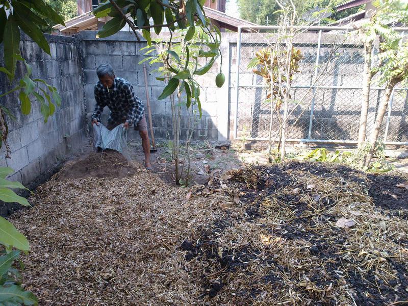 Making compost.