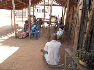 Samantha talking to villagers in Kiboy, Menabe.