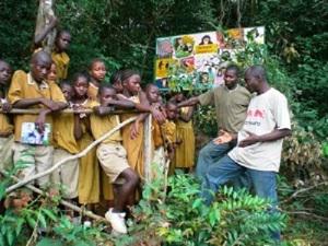 School visit at Tacugama watching the chimps.
