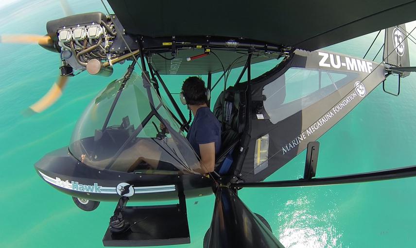 Aerial surveillance Janneman spotting for manta rays.