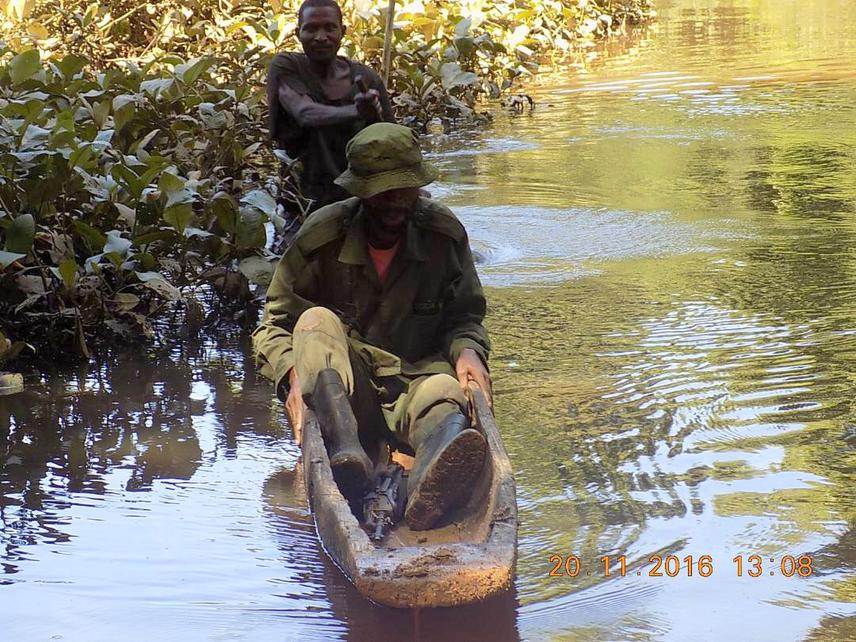 Traversing a river on patrol.
