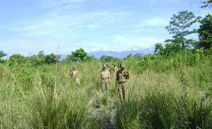 Uniformed volunteers along with the Home guards near Uchila Camp.