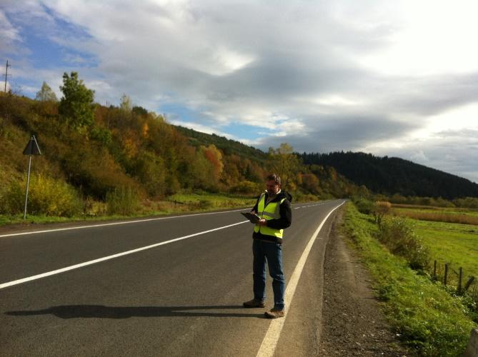 Filling in data sheets in the Carpathians.