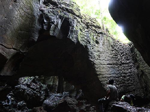 Inside the cave.
