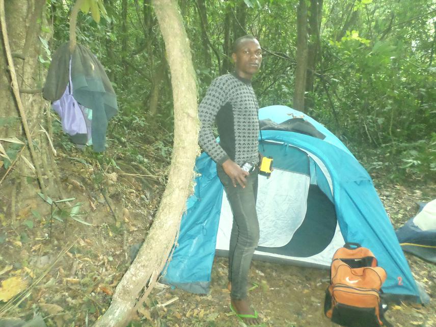 Researcher Fotang Chefor in Kom Wum Forest Reserve, 2014. © Mvo Denis Chou