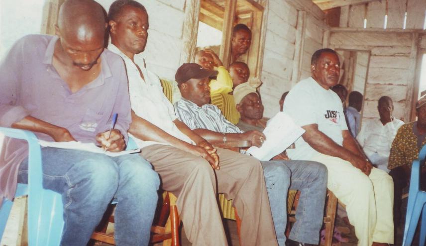 A cross section of participants at the Nzimberg sensitisation meeting against illegal hunting.