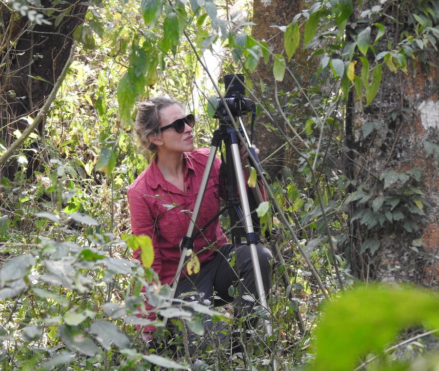 Preparation of camera for hemispheric photography.