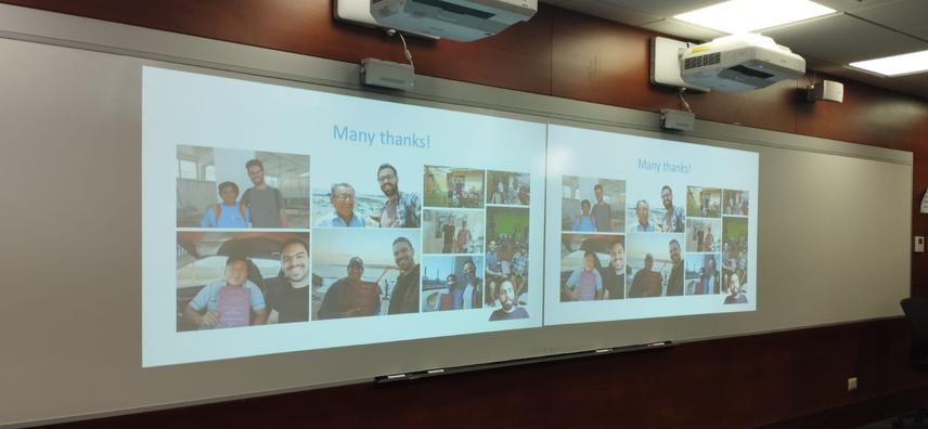 Final slide of oral presentation during EBUS Lima 2022 thanking fishers’ support.