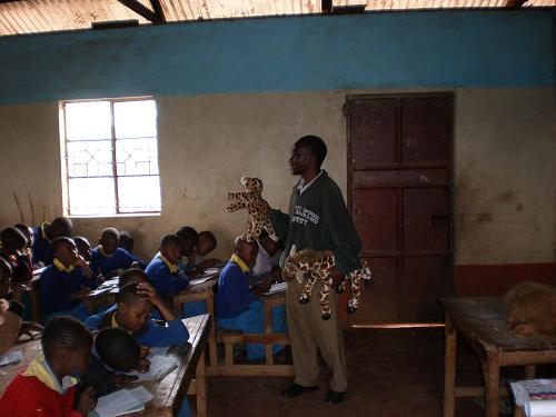 Conservation education using puppets at Tangu Primary School.