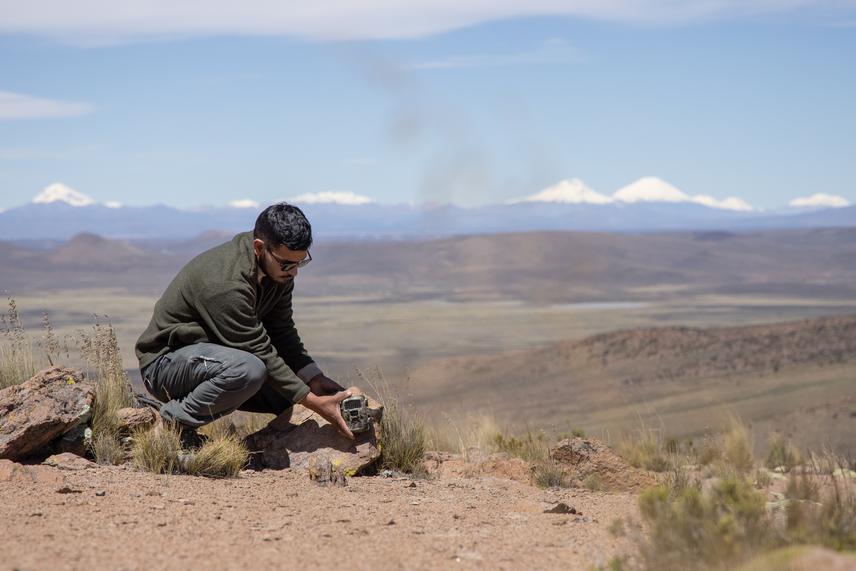 Working in the field.