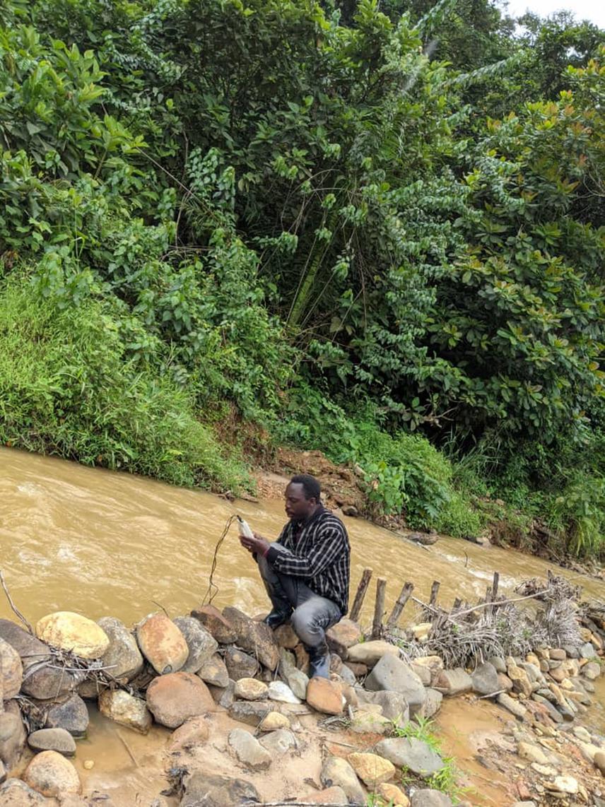 Collection of water parameters in Lubyala River.