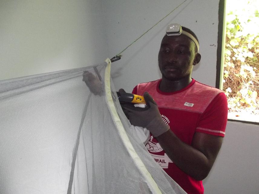 Franck Meyo recording an insectivorous bat (DSCF2426) © Leger Offono 2023.