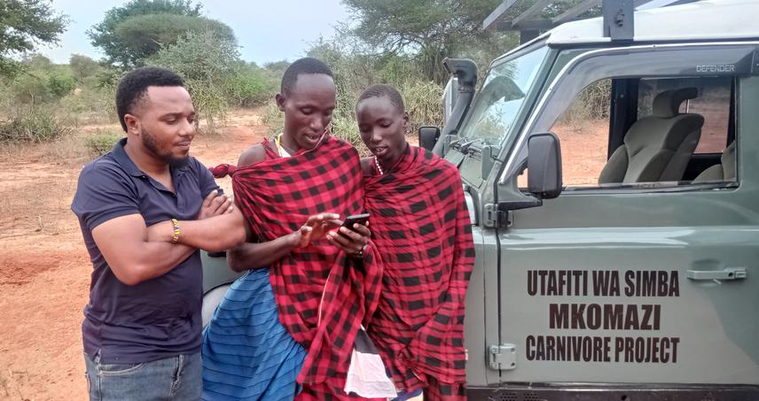 Training Lion Extension Officers (LEOs) on data collection regarding to human-carnivore conflicts using kobotool box adjacent Mkomazi National Park, Tanzania.