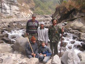 Research team in field.