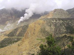 A spectacular view of landscape near the crater. Huge land ‘scar’ was created following a big landslide preceding the eruption in 2002.