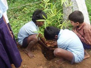 Students planting.