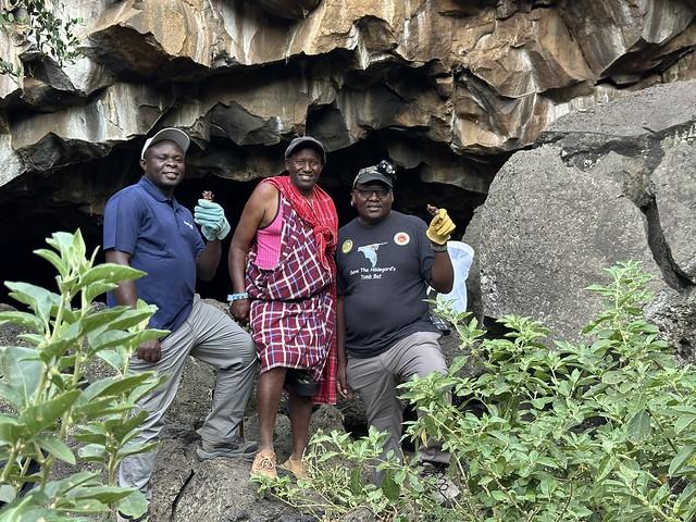 David, Jeremiah and Paul visiting Mt Suswa bat caves © Scott Hecker