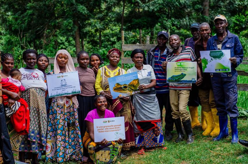Image taken after raising awareness among farmers in Mbobero (Kabare Territory) about protecting frogs in their marshes. © Jacques Assumani / 2024 Save the Frogs Day