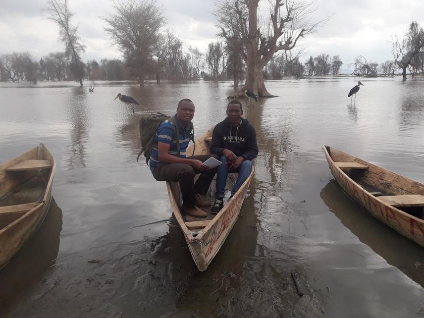 Me and my colleague at Lake Manyara during fisheries data collection in October 2021. @ Gordian Mataba.