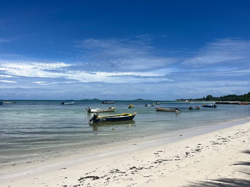 Small local fishing boats at North-East Point, Mahé. ©Michelle Caputo, University of New England.