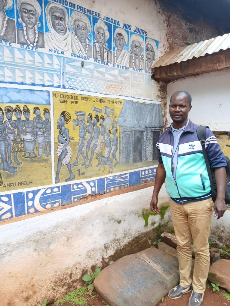 Hubert during the preliminary visit to the Chiefdom of the first notable Bamoun, Nji Koumnjouo (1394–1418). © Hubert Mounmemi Koumi.