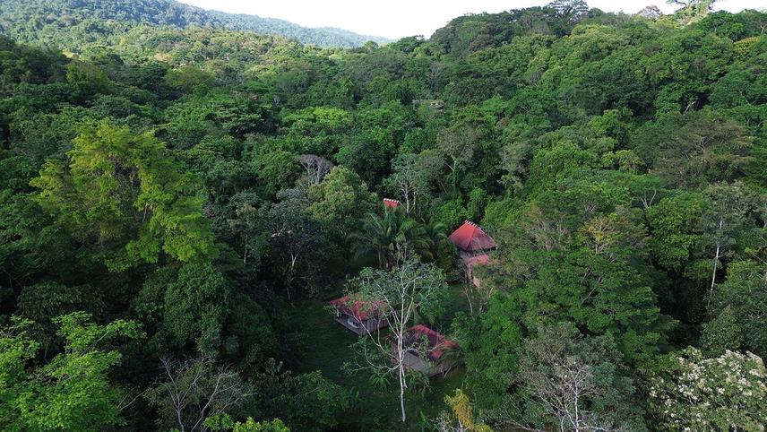 The camp area of Cocobolo Nature Reserve as seen from the sky