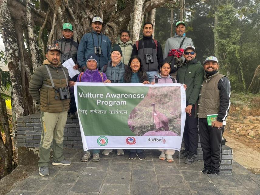 Vulture awareness program with local representatives and local people near the nest of SBV to save nest and bird as the nest was in the private property of local in Bombyx tree © Sarita Poudel Chhetri